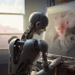 Robô de Inteligência Artificial produzindo arte